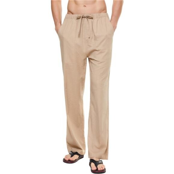 Men's Casual Pants Cotton Linen Loose O - Picture 3 of 7